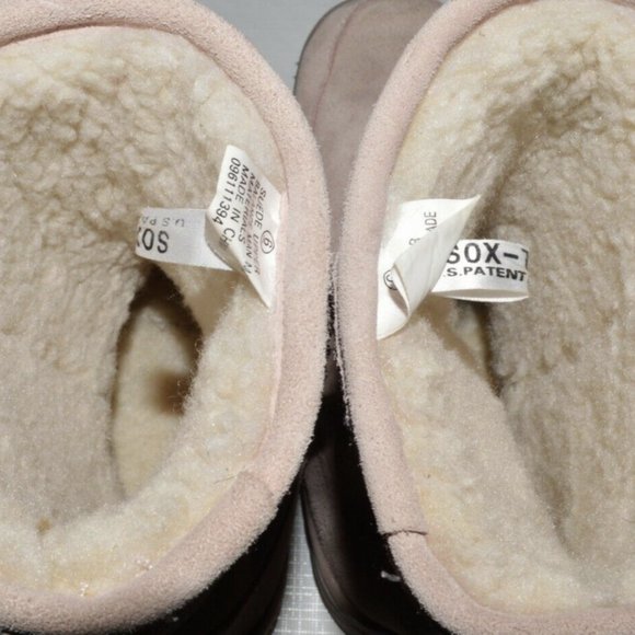 SOX-TAB SZ 6 M PINK SUEDE FAUX SHEARLING SHERPA LINED SHORT BOOTS BOOTIES - Picture 7 of 7
